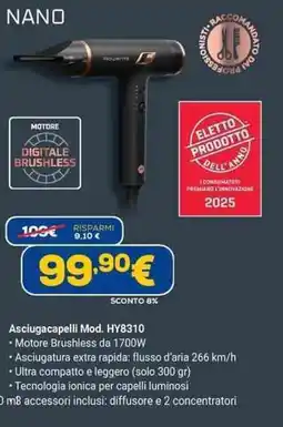 Euronics Rowenta nano Asciugacapelli Mod. HY8310 offerta