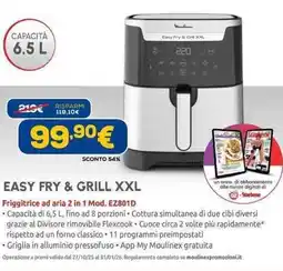 Euronics Moulinex easy fry & grill xxl Friggitrice ad aria 2 in 1 Mod. EZ801D offerta