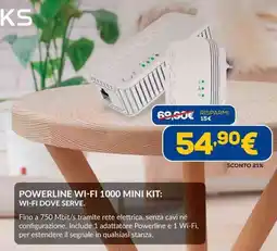 Euronics STRONG POWERLINE WI-FI 1000 MINI KIT: WI-FI DOVE SERVE. offerta