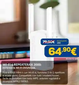 Euronics STRONG WI-FI 6 REPEATERAX 3000: ESTENDI IL WI-FI OVUNQUE. offerta