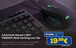 Euronics AAAmaze Mouse LOKY 7000DPI RGB Gaming con filo offerta
