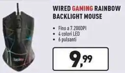 Unieuro Wired gaming rainbow backlight mouse offerta