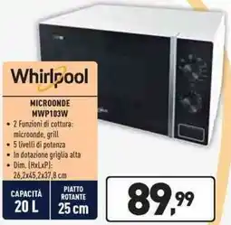 Unieuro Whirlpool MICROONDE MWP103W offerta