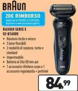 Unieuro BRAUN RASOIO SERIE 5 52-81650S offerta