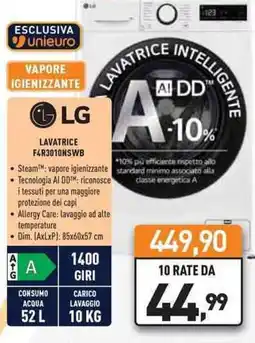 Unieuro LG LAVATRICE F4R3010NSWB offerta