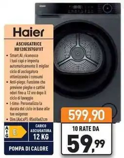 Unieuro Haier ASCIUGATRICE HD120E357GU1IT offerta