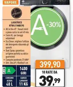 Unieuro Hoover LAVATRICE H7W411MBC95 offerta