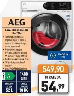 Unieuro AEG LAVATRICE SERIE 6000 LR6FE104 offerta