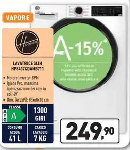 Unieuro Hoover LAVATRICE SLIM HPS4374DAMB711 offerta