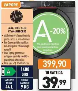Unieuro Hoover LAVATRICE SLIM H7W449MBCR8S offerta