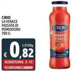 Deco Supermercati Cirio la verace passata di pomodoro offerta