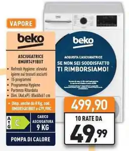 Unieuro beko ASCIUGATRICE BMURT491BIIT offerta