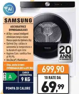 Unieuro SAMSUNG ASCIUGATRICE DV90DG6845LKU3 offerta