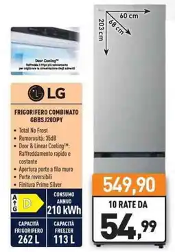 Unieuro LG FRIGORIFERO COMBINATO GBBSJ20DPY offerta