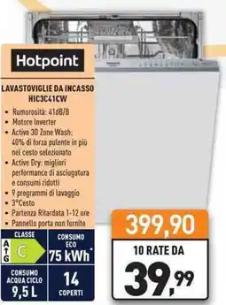 Unieuro Hotpoint LAVASTOVIGLIE DA INCASSO HIC3C41CW offerta