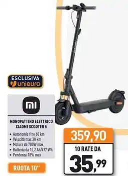 Unieuro Monopattino elettrico xiaomi scooter 5 offerta