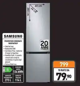 Unieuro SAMSUNG FRIGORIFERO COMBINATO RB38T607BS9 offerta
