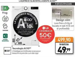 Unieuro LG LAVATRICE SLIM INTELLIGENTE AI DD F2R3S09NSWB offerta