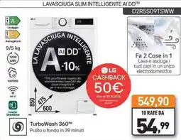 Unieuro LG LAVASCIUGA SLIM INTELLIGENTE AI DD D2R5S09TSWW offerta