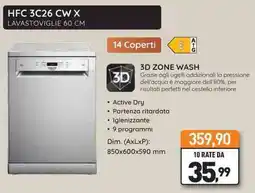 Unieuro Hotpoint ARISTON HFC 3C26 CW X LAVASTOVIGLIE 60 CM offerta