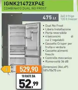 Unieuro IGNIS IGNK21472XP4E COMBINATO DUAL NO FROST offerta