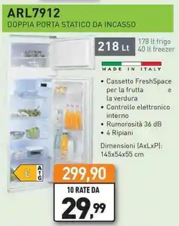 Unieuro IGNIS ARL7912 DOPPIA PORTA STATICO DA INCASSO offerta