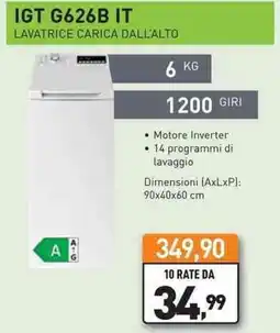 Unieuro IGNIS IGT G626B IT LAVATRICE CARICA DALL'ALTO offerta