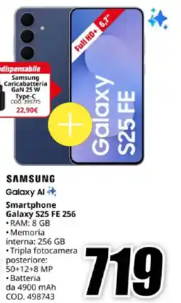 MediaWorld SAMSUNG Smartphone Galaxy S25 FE 256 offerta