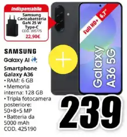 MediaWorld SAMSUNG Smartphone Galaxy A36 offerta