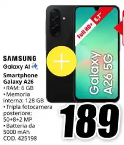 MediaWorld SAMSUNG Smartphone Galaxy A26 offerta
