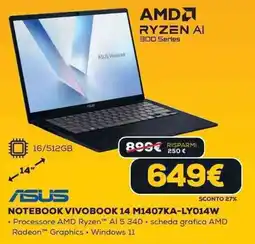 Euronics ASUS NOTEBOOK VIVOBOOK 14 M1407KA-LY014W offerta