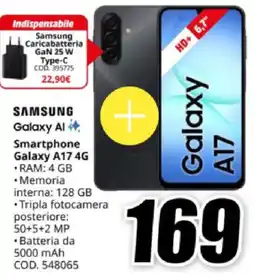MediaWorld SAMSUNG Smartphone Galaxy A17 4G offerta