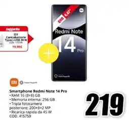 MediaWorld Xiaomi Smartphone Redmi Note 14 Pro offerta