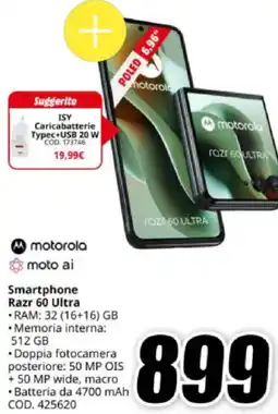 MediaWorld motorola Smartphone Razr 60 Ultra offerta