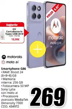 MediaWorld motorola Smartphone G86 offerta