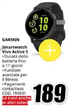 MediaWorld GARMIN Smartwatch Vivo Active 5 offerta