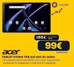 Euronics acer TABLET ICONIA TAB A10 A10-21-A0AU offerta