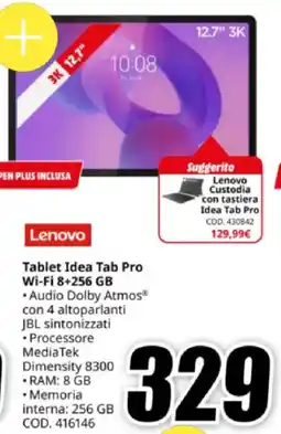 MediaWorld Lenovo Tablet Idea Tab Pro Wi-Fi 8+256 GB offerta