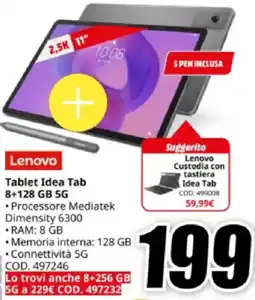 MediaWorld Lenovo Tablet Idea Tab 8+128 GB 5G offerta