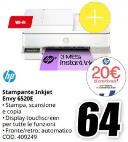 MediaWorld hp Stampante Inkjet Envy 6520E offerta