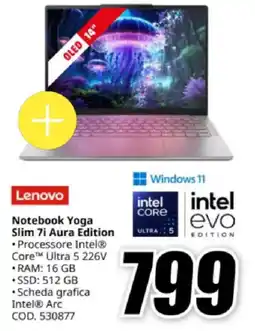 MediaWorld Lenovo Notebook Yoga Slim 7i Aura Edition offerta
