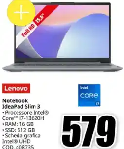 MediaWorld Lenovo Notebook IdeaPad Slim 3 offerta
