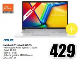 MediaWorld ASUS Notebook Vivobook GO 15 offerta
