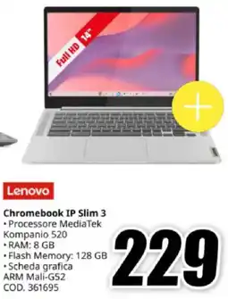 MediaWorld Lenovo Chromebook IP Slim 3 offerta