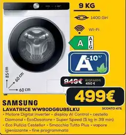 Euronics SAMSUNG LAVATRICE WW90DG6U85LKU offerta