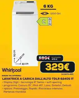 Euronics Whirlpool LAVATRICE A CARICA DALL'ALTO TDLR 6240S IT offerta