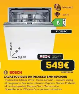 Euronics BOSCH LAVASTOVIGLIE DA INCASSO SMH4EVX09E offerta