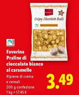 Lidl Favorina Praline di cioccolato bianco al caramello offerta