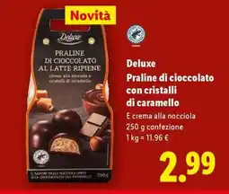 Lidl Deluxe Praline di cioccolato con cristalli di caramello offerta