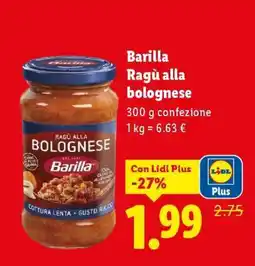 Lidl Barilla Ragù alla Bolognese offerta
